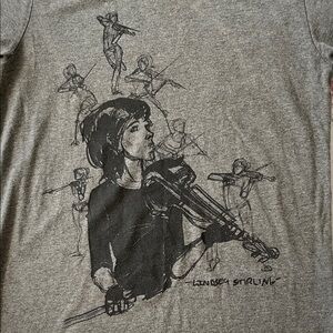 Lindsey Stirling Gray Graphic T-Shirt with Violinist Design Sz S